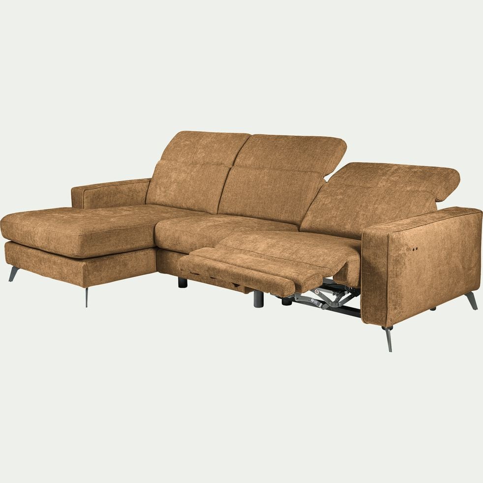 Canapé d'angle gauche relax en tissu doux - jaune argan-SALVIA