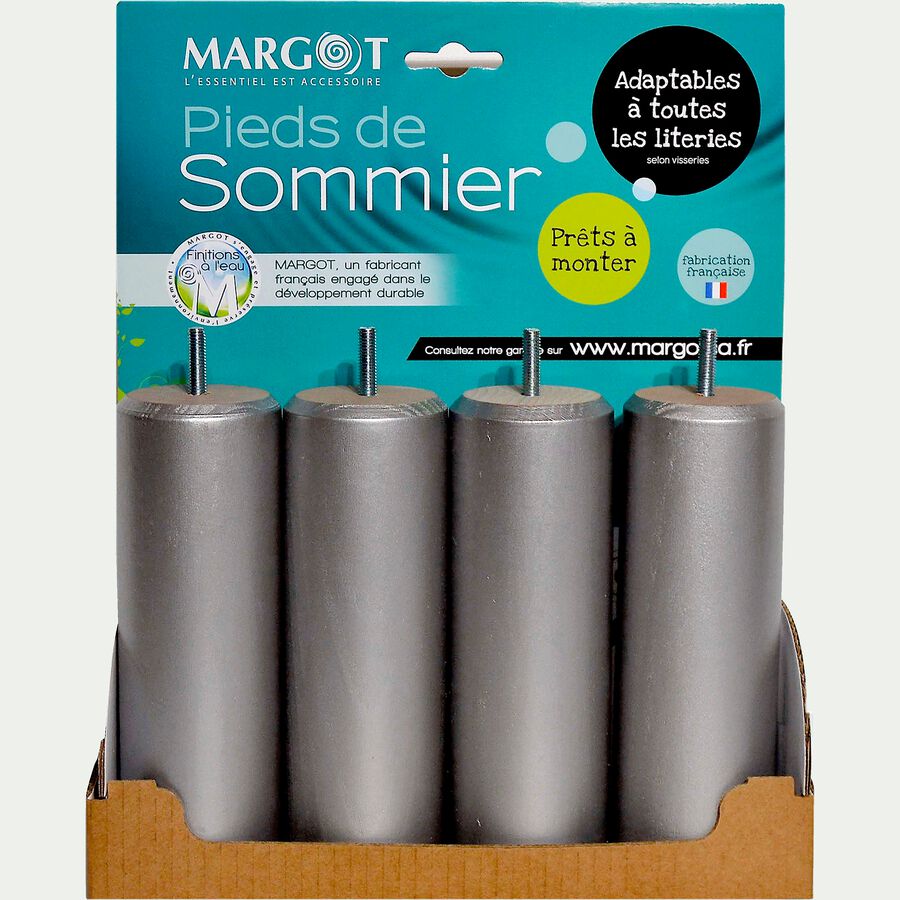 CYLINDRE Pieds de sommier imitation métal H20 cm - jeu de 4-CYLINDRE