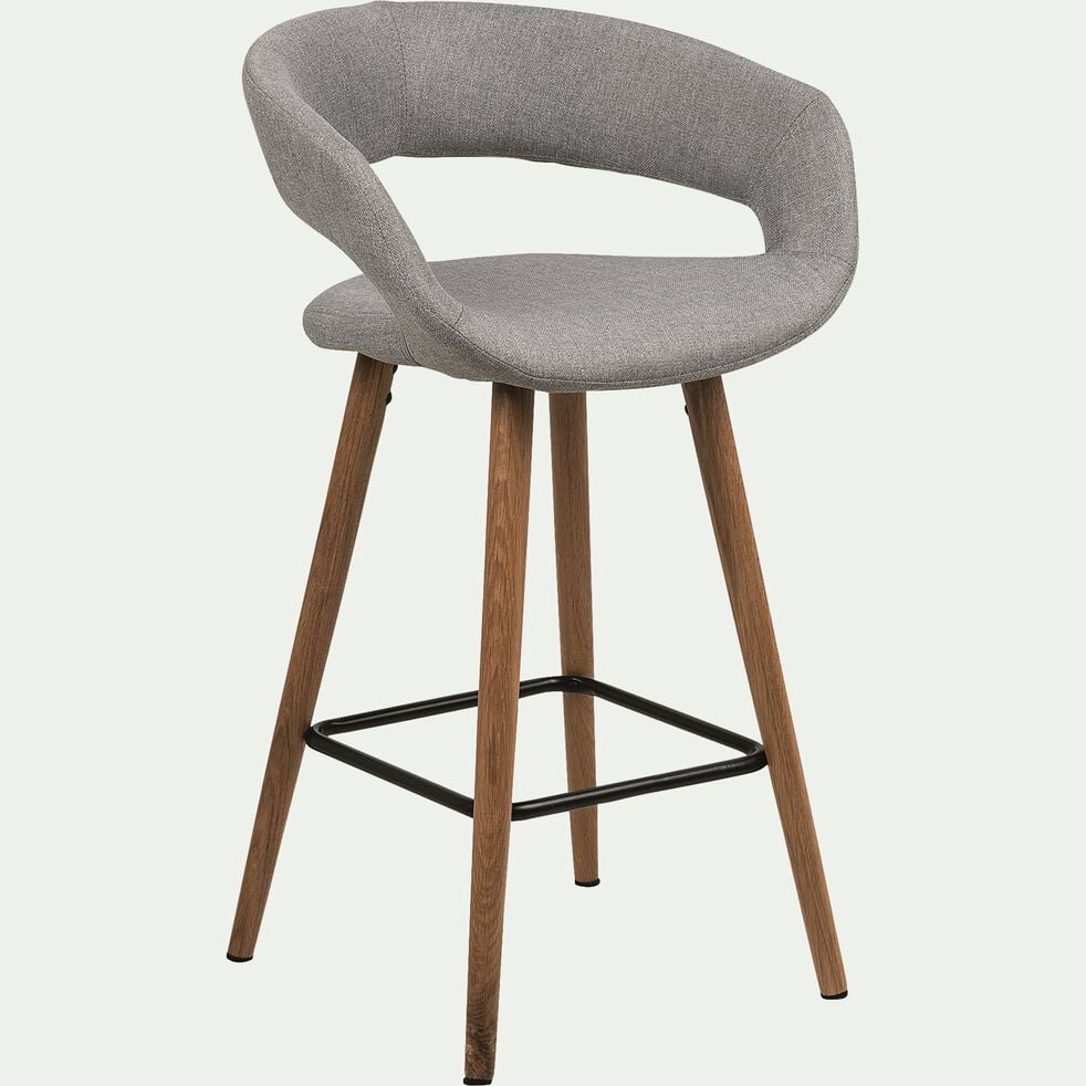 Chaise de bar en tissu avec accoudoirs H65,5cm - gris-JOYAU