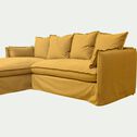 Canapé d'angle gauche convertible en velours - jaune argan-KALISTO