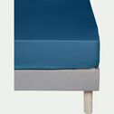 Drap housse en coton 180x200cm B30cm - bleu figuerolles-CALANQUES