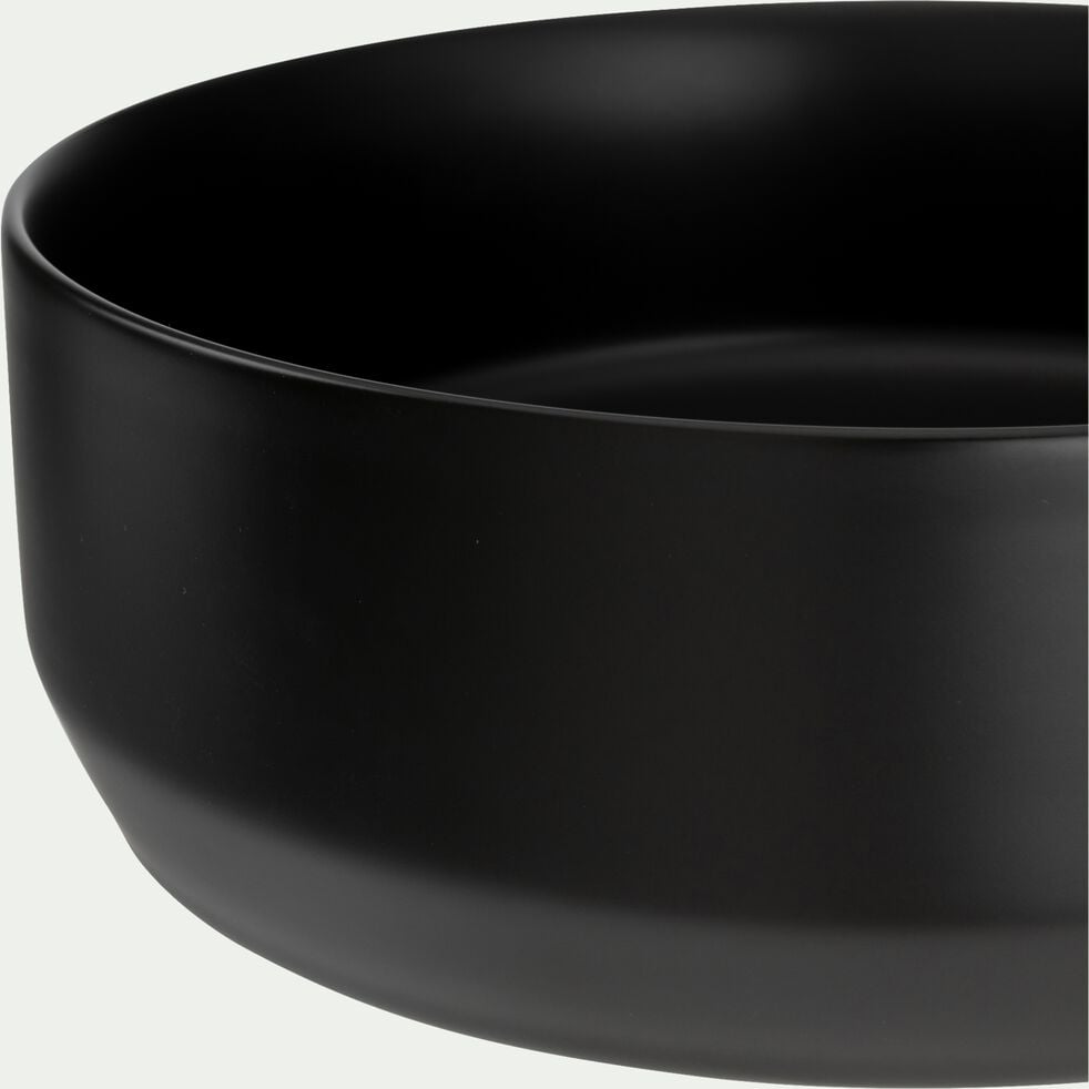 Vasque de salle de bains ronde en céramique avec bords fins - noir-DALIA
