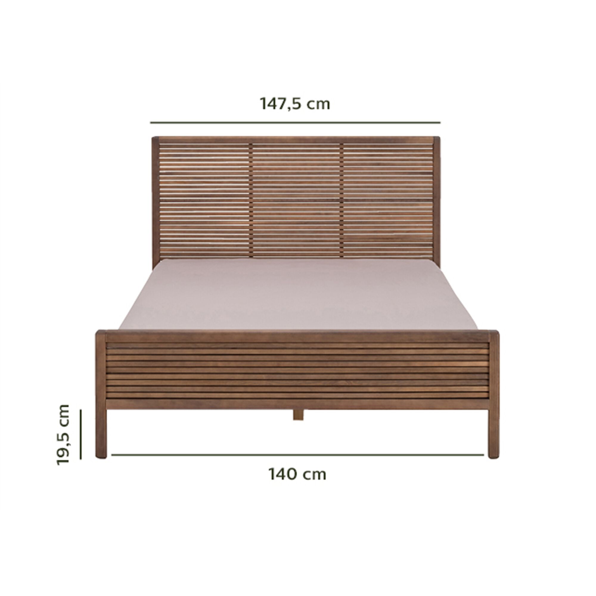Lit 2 places avec tête de lit - bois foncé 140x200 cm-CRUZ