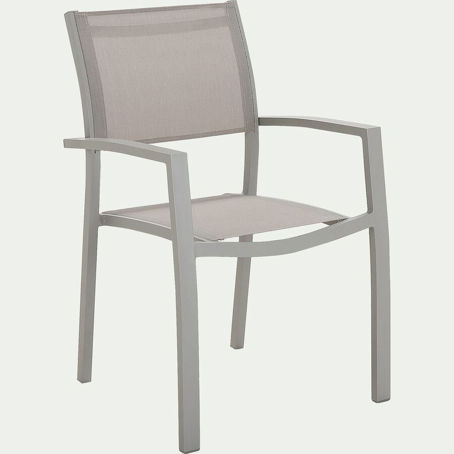 Chaise de jardin empilable avec accoudoirs en textilène - gris vesuve-ELSA