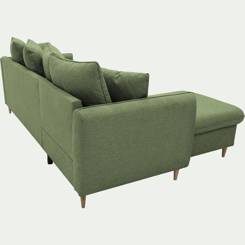 Canapé d'angle réversible convertible en tissu - vert cèdre-JULIA