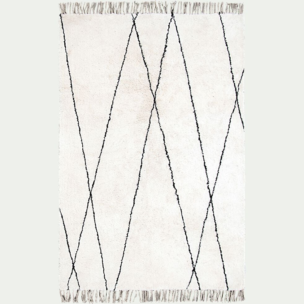 Tapis à motifs géométriques en coton 120x170cm - blanc-BENISSE