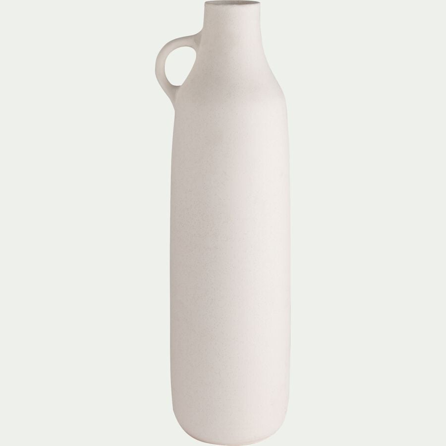 Vase bouteille blanc en faïence H51cm - blanc-KAMU
