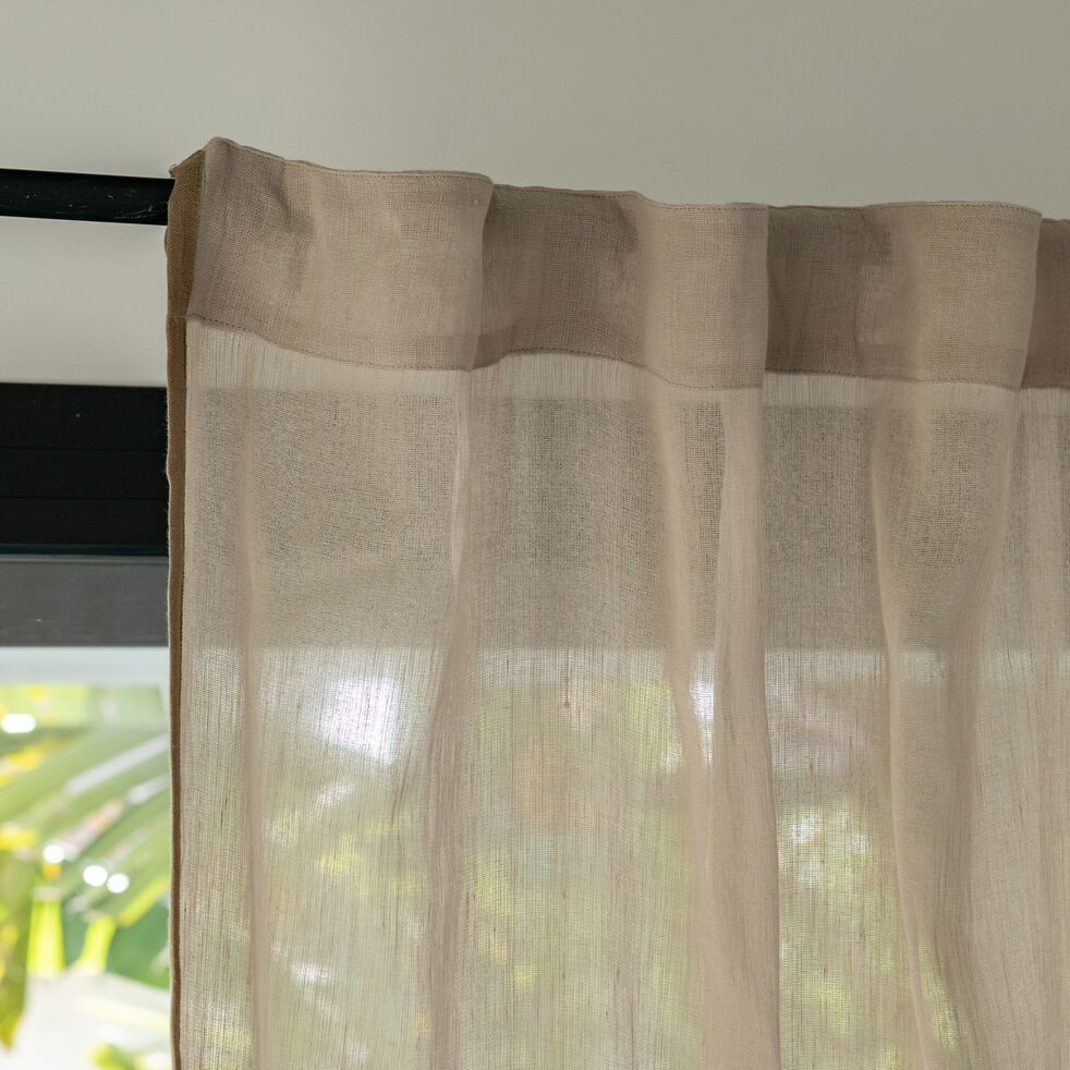 Voilage à passants cachés en lin et coton finition liseré 140x260cm ...