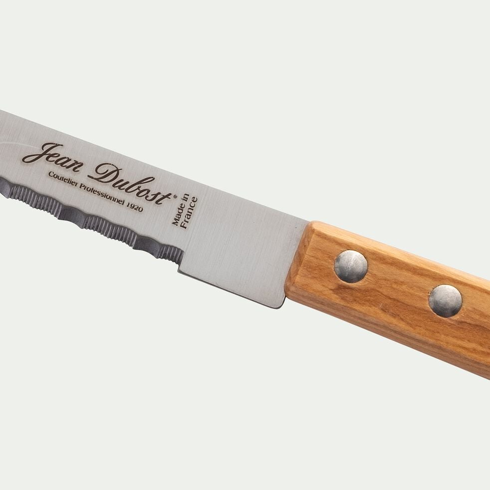Couteau à steak en inox et bois d'olivier 23cm - naturel-TRADITION