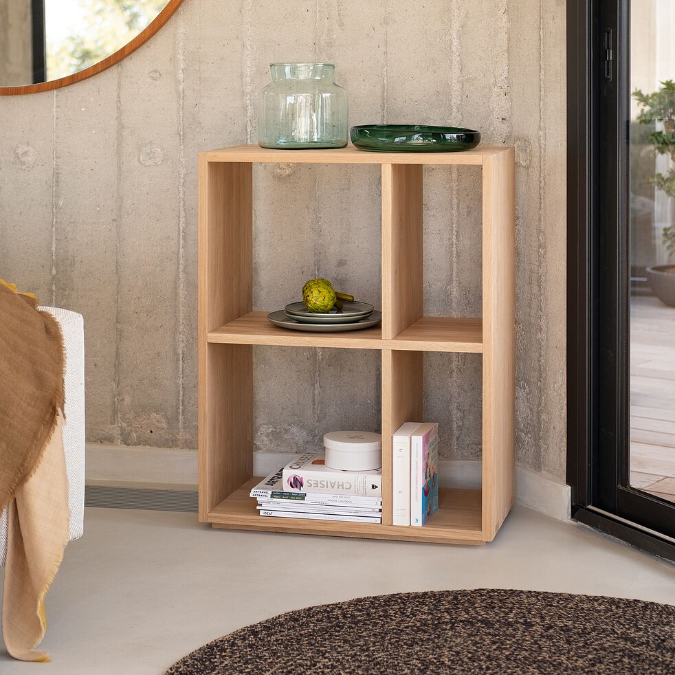 TASSIA - Étagère 4 cases en chêne - bois clair