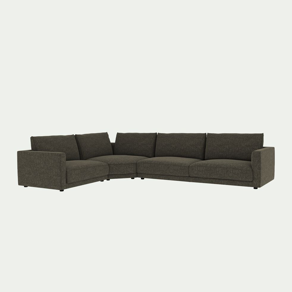 Canapé d'angle 5 places gauche en tissu tramé - gris calabrun-AUDES