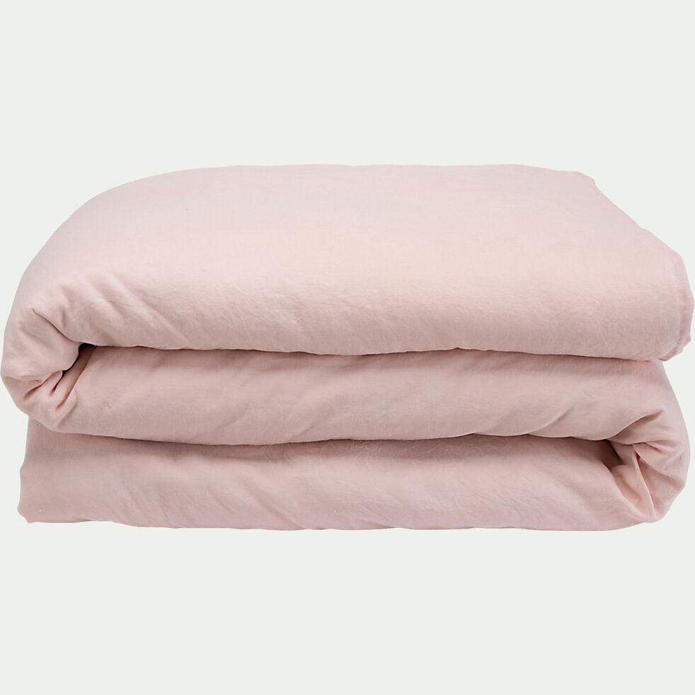 Linge de lit uni en lin lavé - rose rosa-VENCE