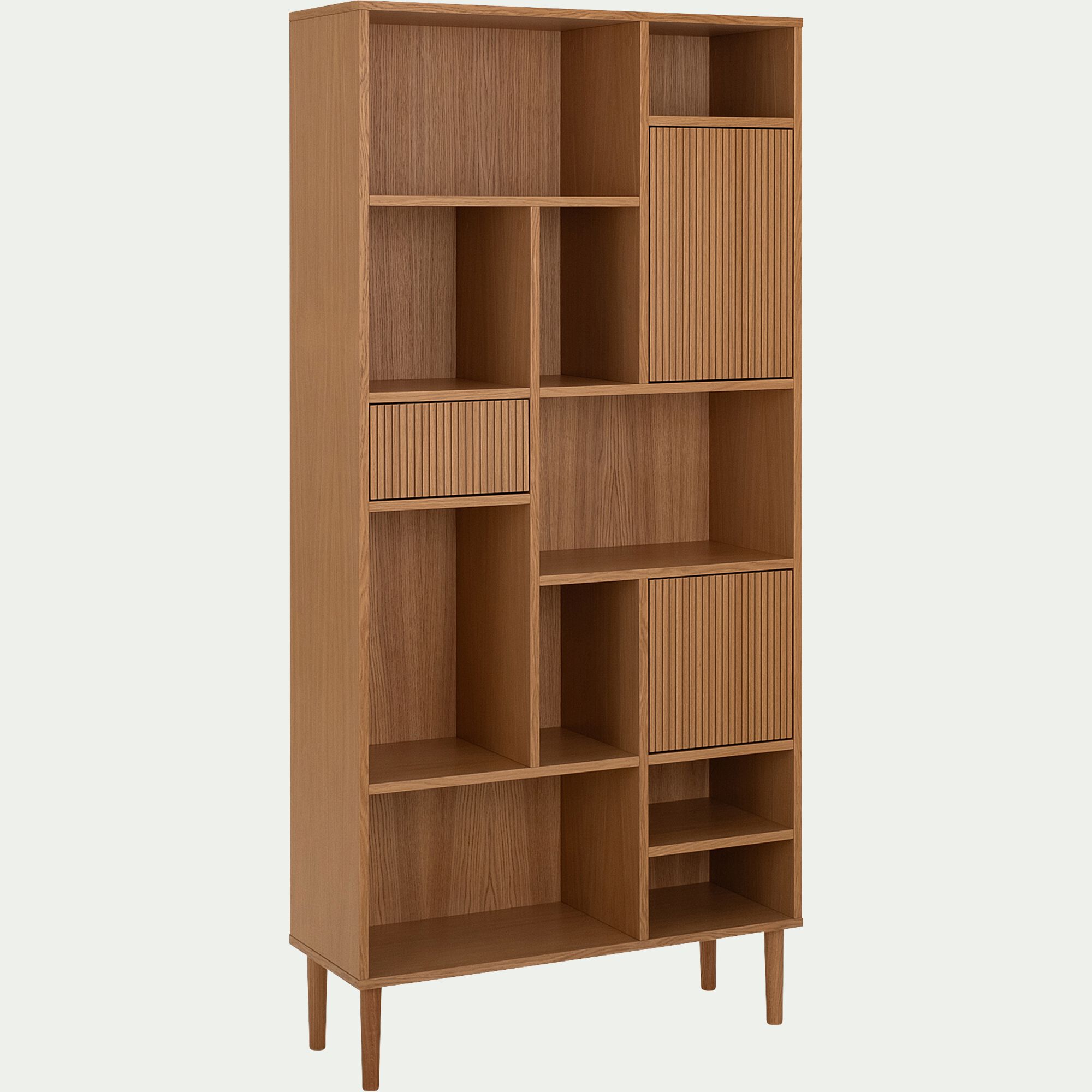 TALLIN - Bibliothèque déstructurée en bois L90xH190cm - bois clair