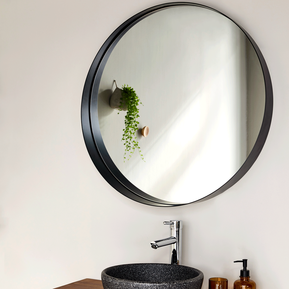 Miroir rond de salle de bains D80cm en métal époxy - KOTA ...