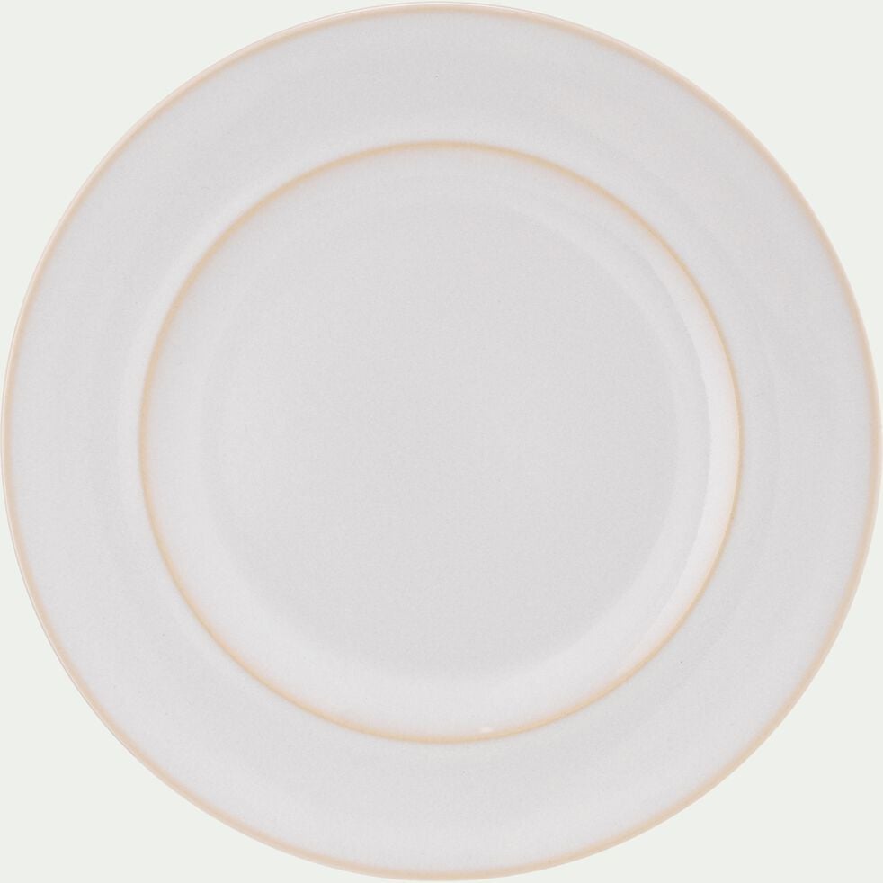 Assiette plate en grès D28cm - blanc ventoux-LUCE