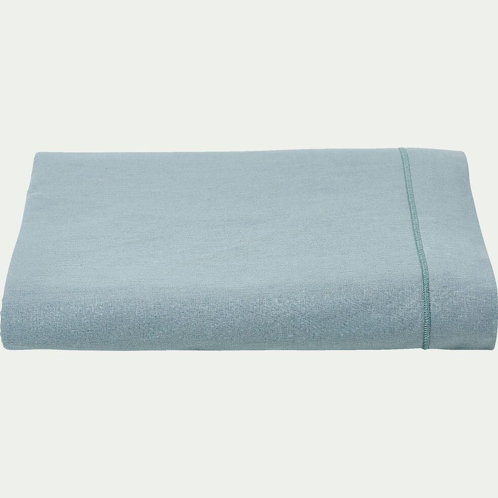 Drap plat en coton 180x300cm - bleu calaluna-CALANQUES
