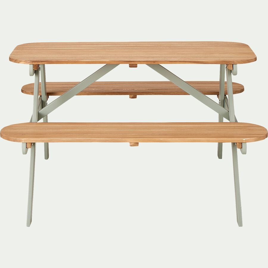 Table de pique-nique pour enfant en bois - vert olivier (6 places)-MANJA