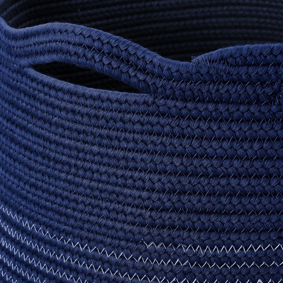 Panier à linge en coton - bleu figuerolles H65xD35cm-VINCENT
