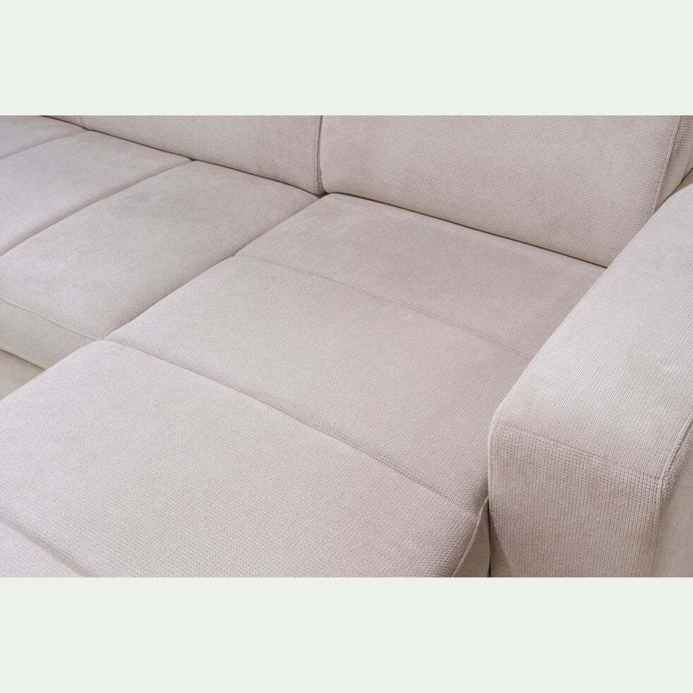 Canapé panoramique convertible avec méridienne droite en tissu doux - beige-ORIGANO