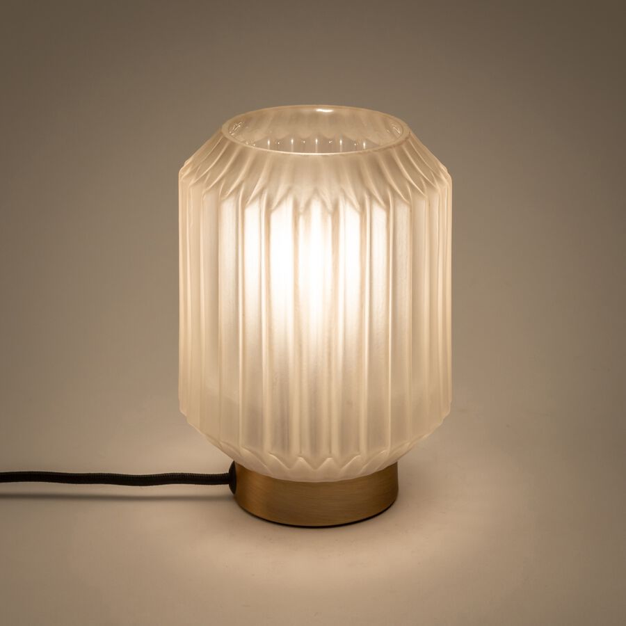 Lampe de table en verre et acier H17cm - blanc-SUENO