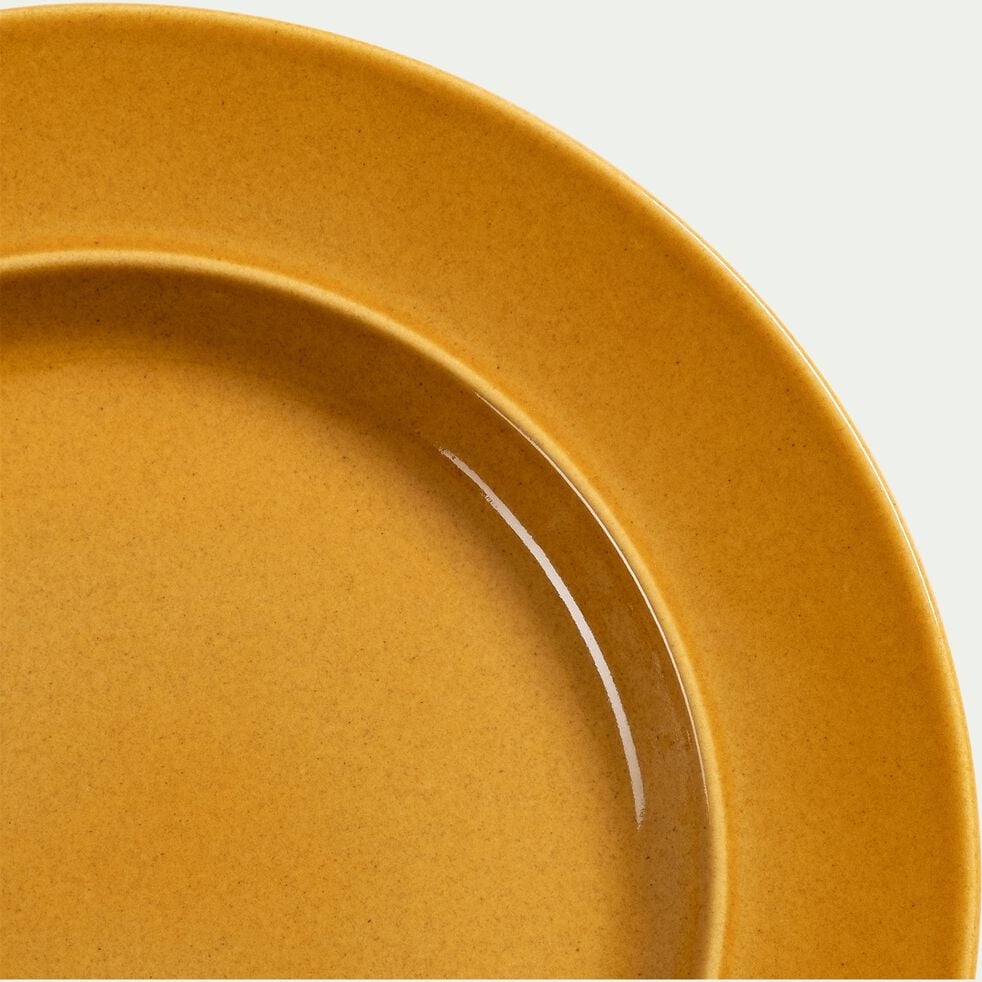 Assiette plate en grès D27,4cm - jaune-ANO