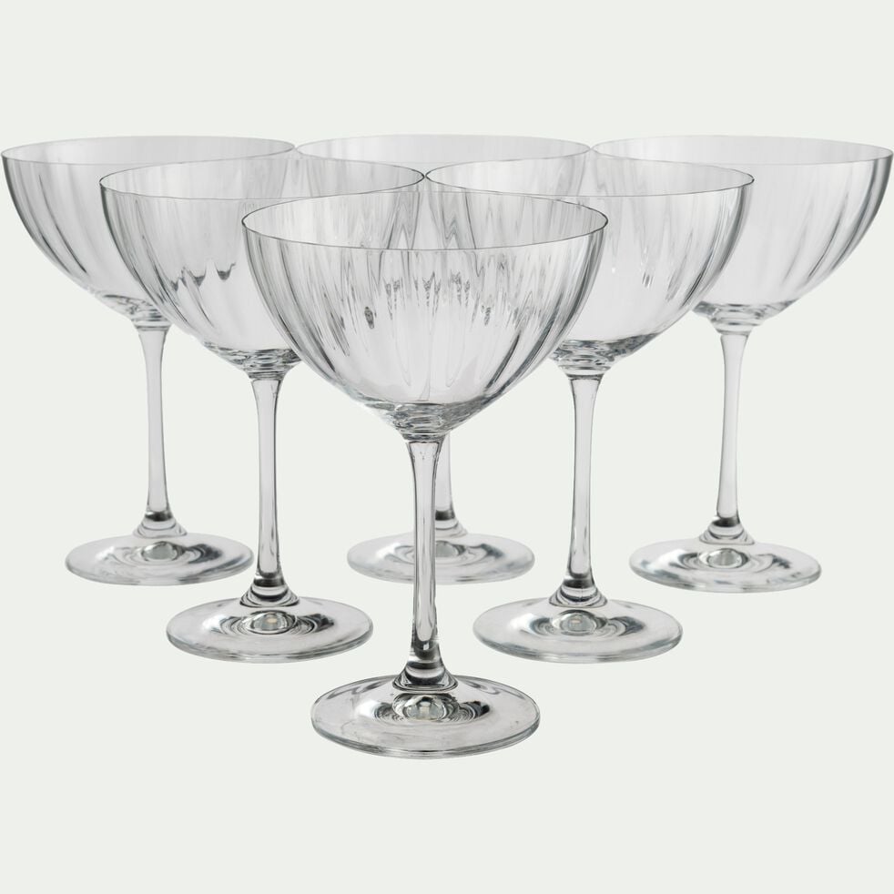 Coffret de 6 coupes à champagne en cristallin 34cl - transparent-WATERFALL