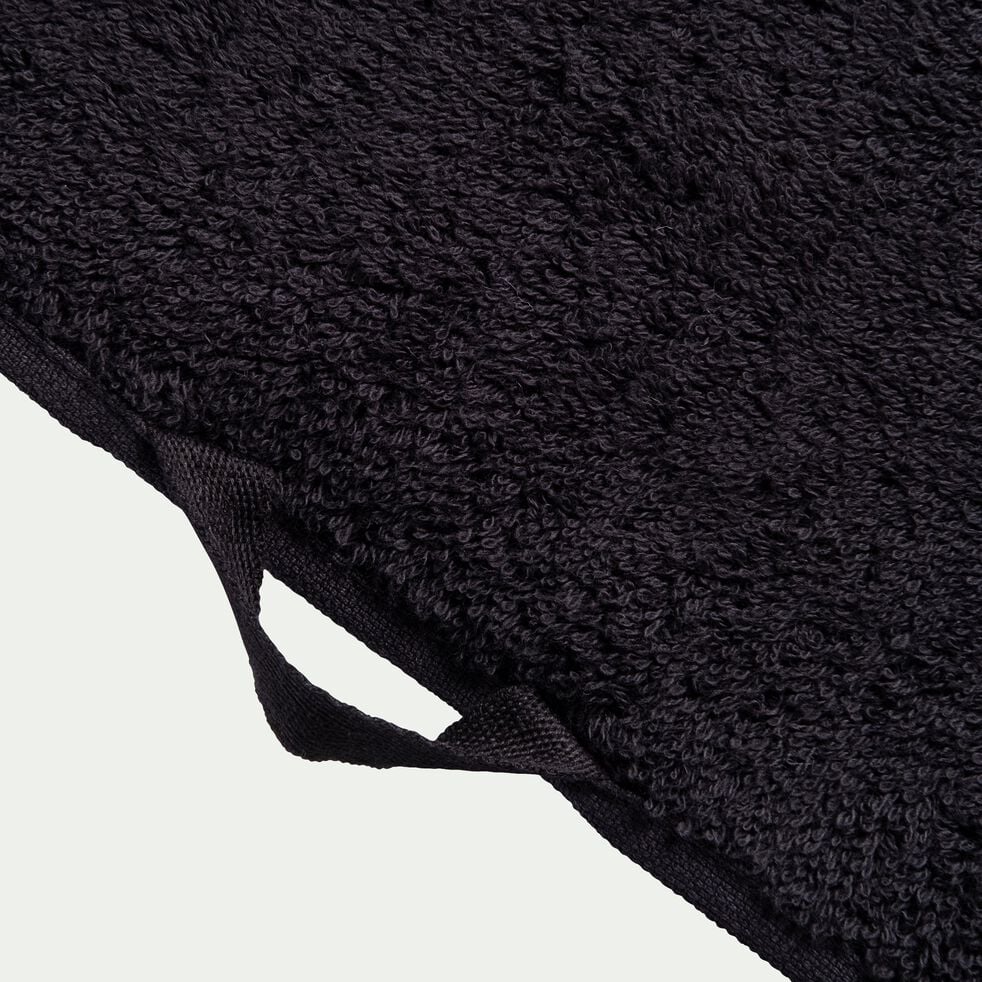 Drap de bain brodé en coton - noir 100x150cm-ROMANE