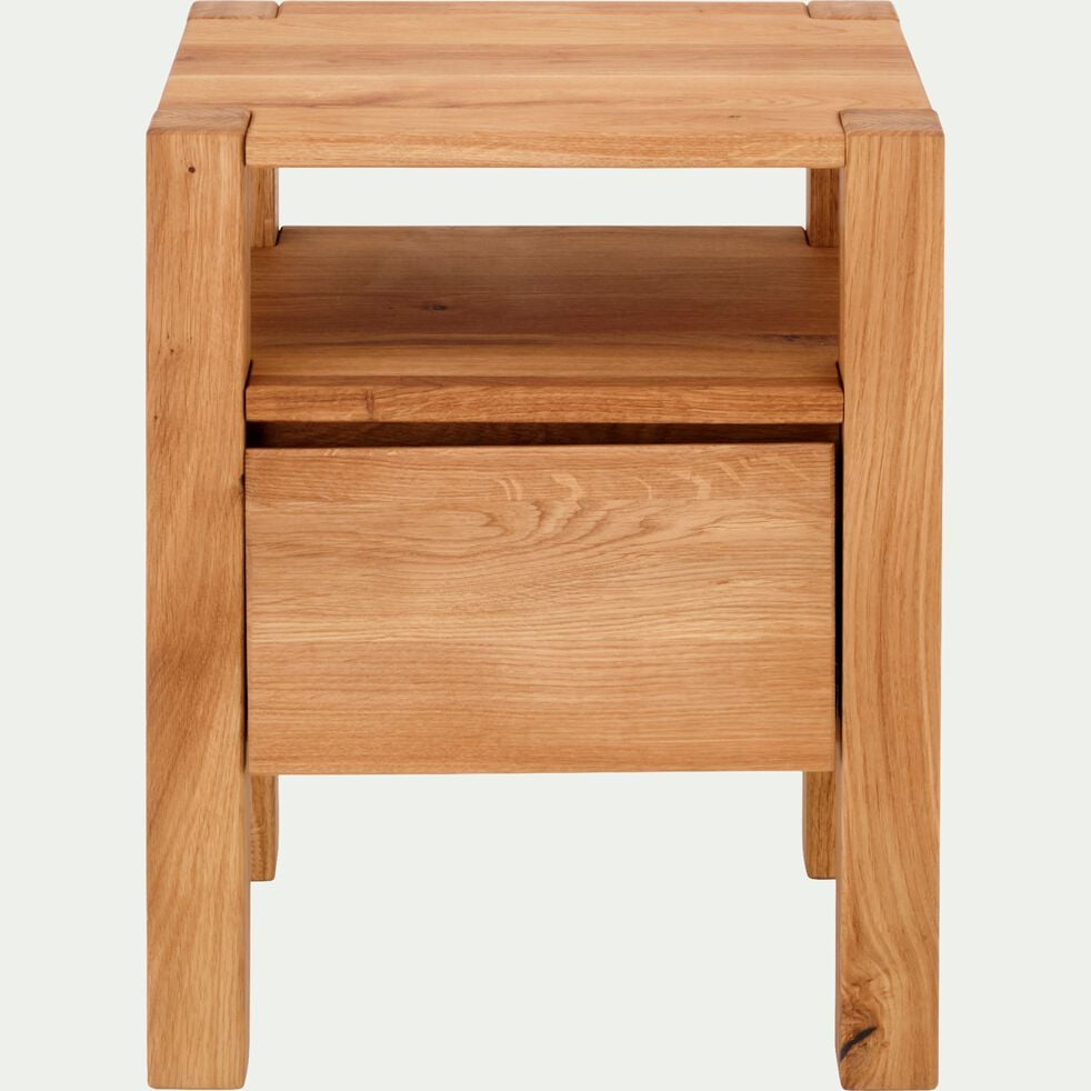 Table de chevet en chêne massif 1 niche et 1 tiroir - bois clair-RENO