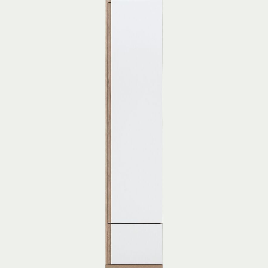 Armoire dressing avec 1 porte et 1 tiroir en bois effet chêne H235XL50cm - blanc-NESTOR