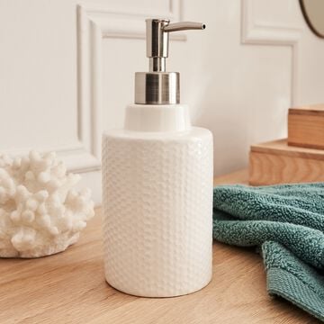 Distributeur de savon en céramique - blanc ventoux H20,5cm-GHIBO