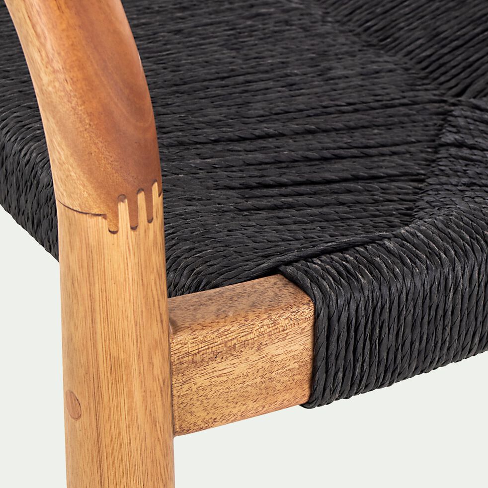 Chaise en eucalyptus et corde avec accoudoirs - bois clair-JAVI