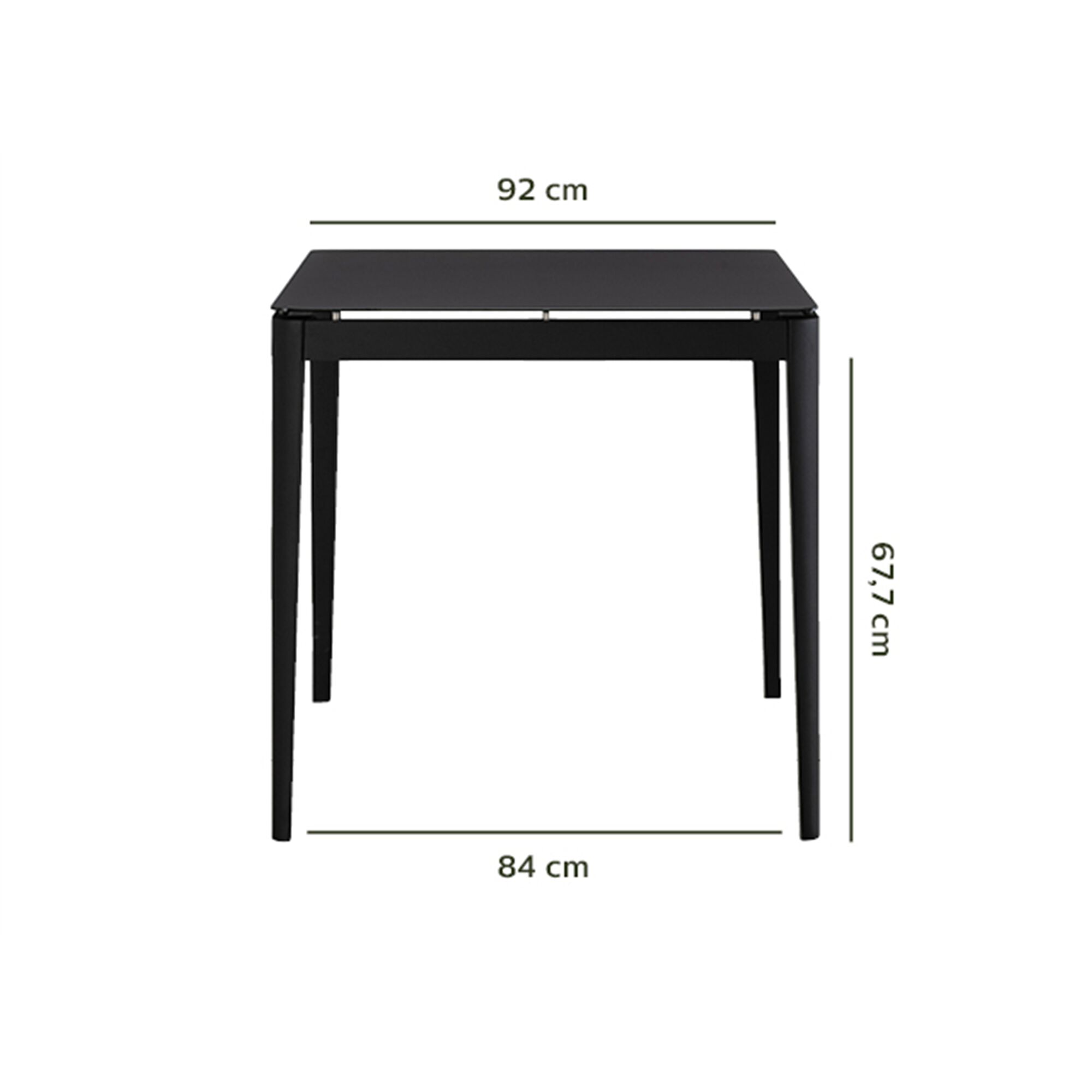Table repas fixe en aluminium et verre trempé - noir (4 places)-Estila