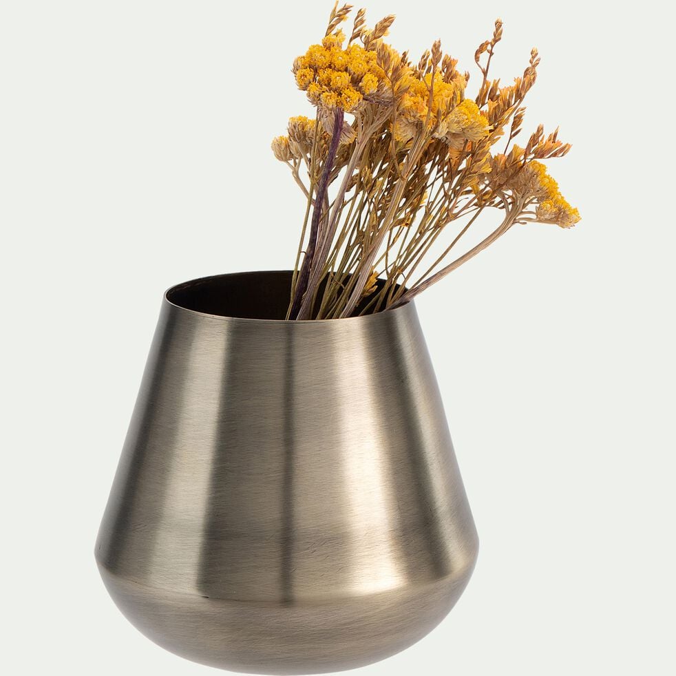 Vase cylindrique en fer - doré D10xH9cm-PETALIDI