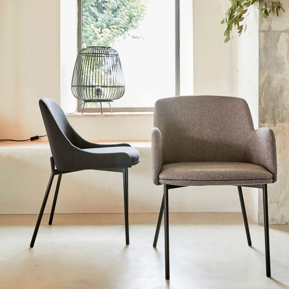 Chaise en tissu noir calabrun  TINOU  chaise  alinea