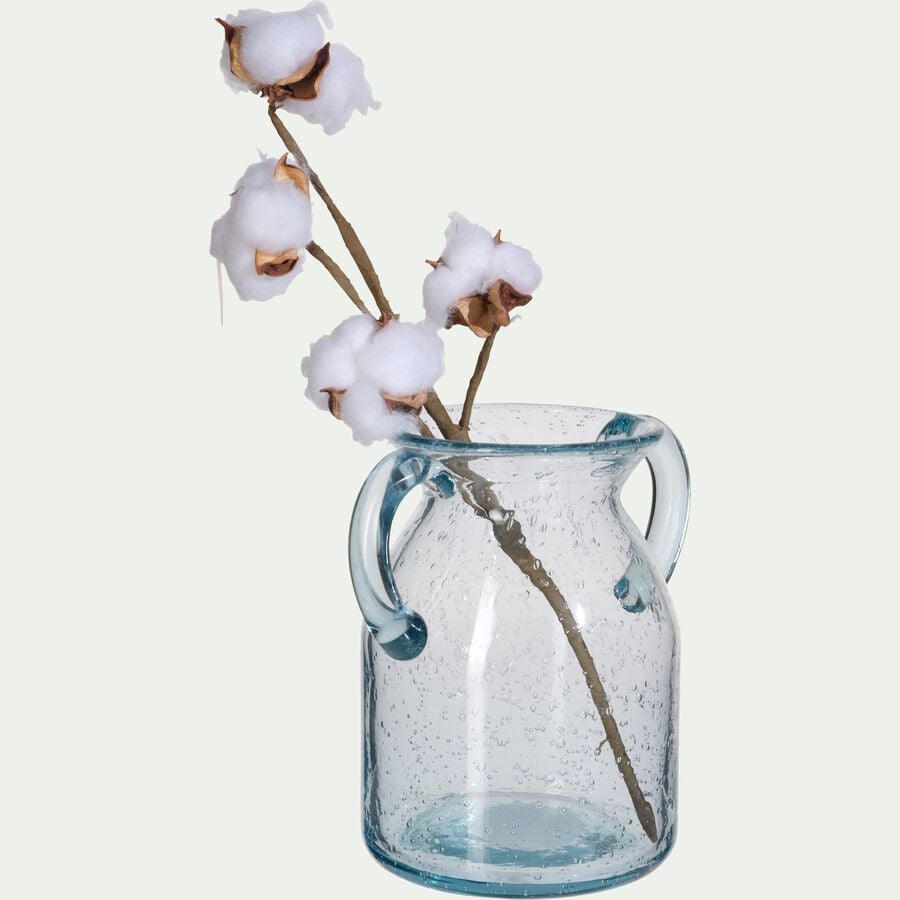 Vase amphore en verre bullé - transparent H18cm-ALICIUS
