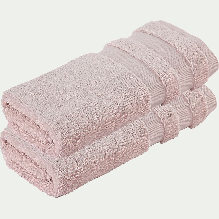 Lot de 2 serviettes invité en coton - rose simos 30x50cm-RANIA