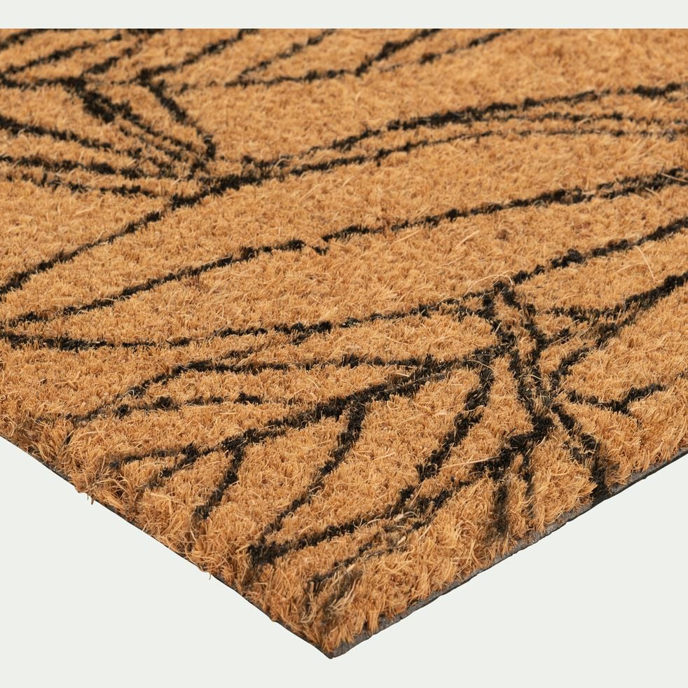 Paillasson en fibres de noix de coco et revers en vinyle à motifs laurier - naturel 60x40cm-LAURIER