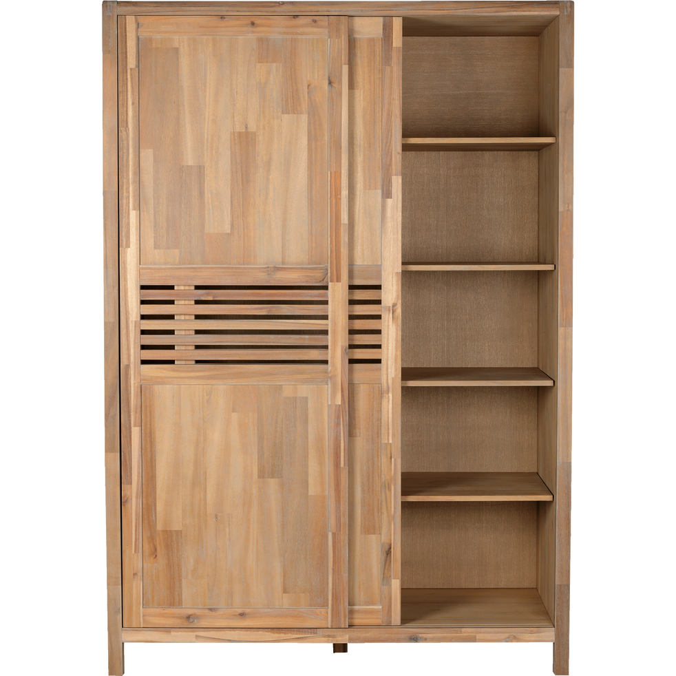 Armoire 2 portes coulissantes en acacia massif GAIA armoires alinea