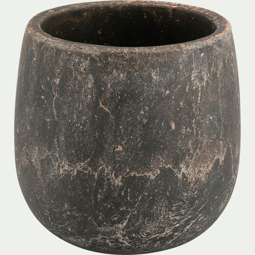 Cache-pot en ciment noir H15xD15 cm-BARI