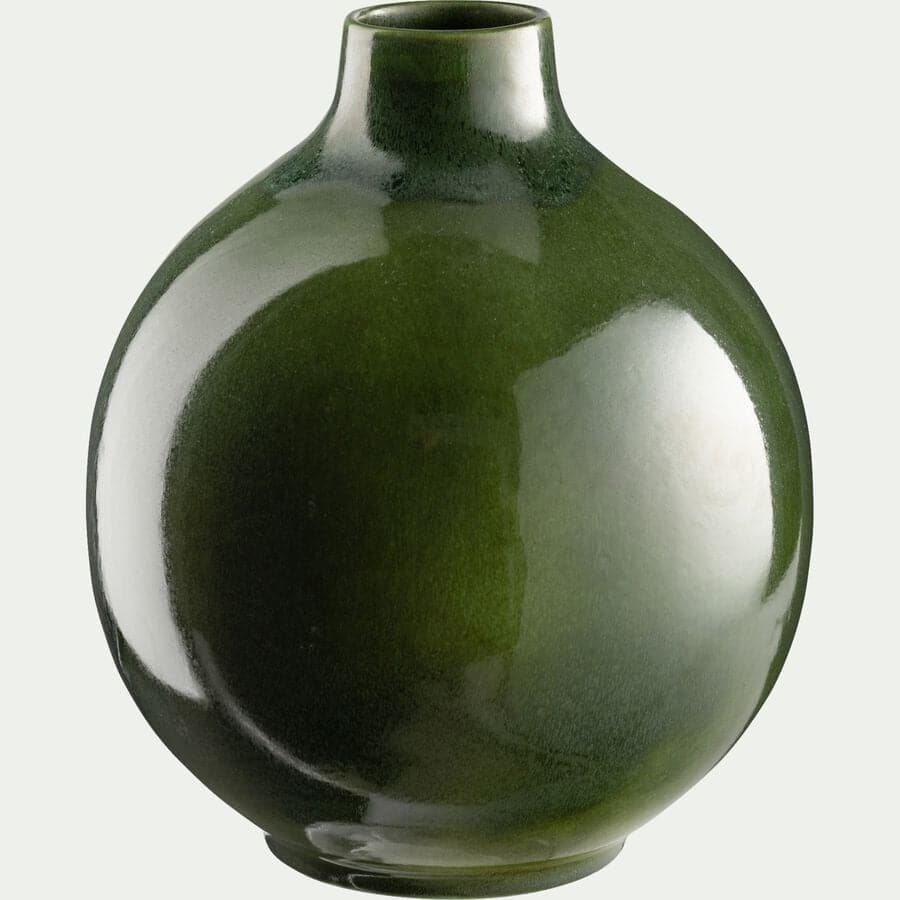 Vase boule en faïence H18cm - vert-HEVOLOUA