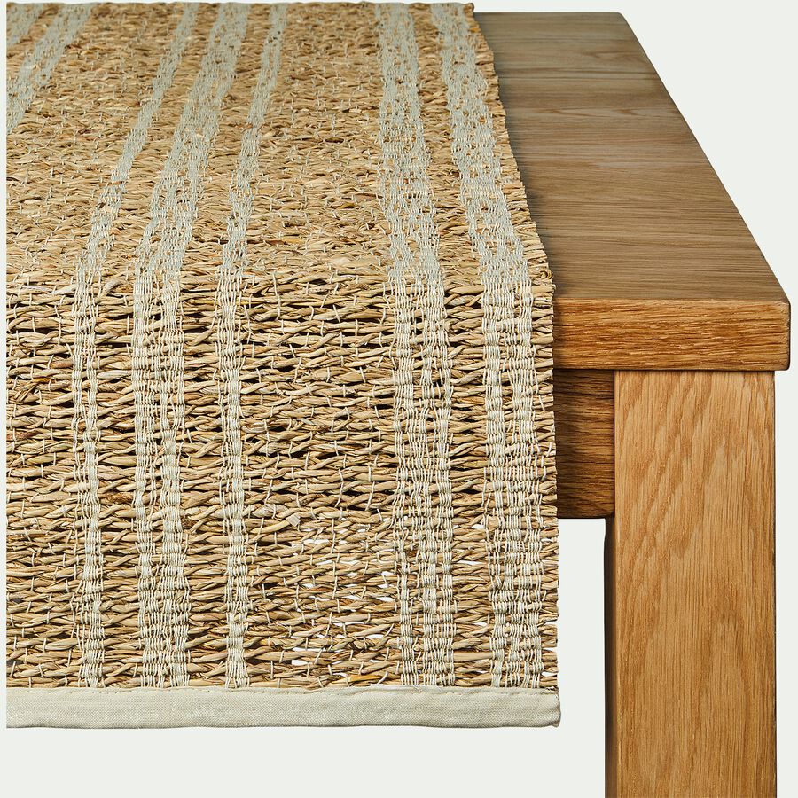 Chemin de table en paille et coton - naturel 50x150cm-SONA