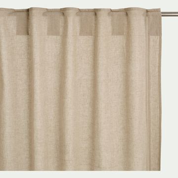 Rideau à passants cachés en lin et coton finition liseré 140x250cm - beige-LAUZON
