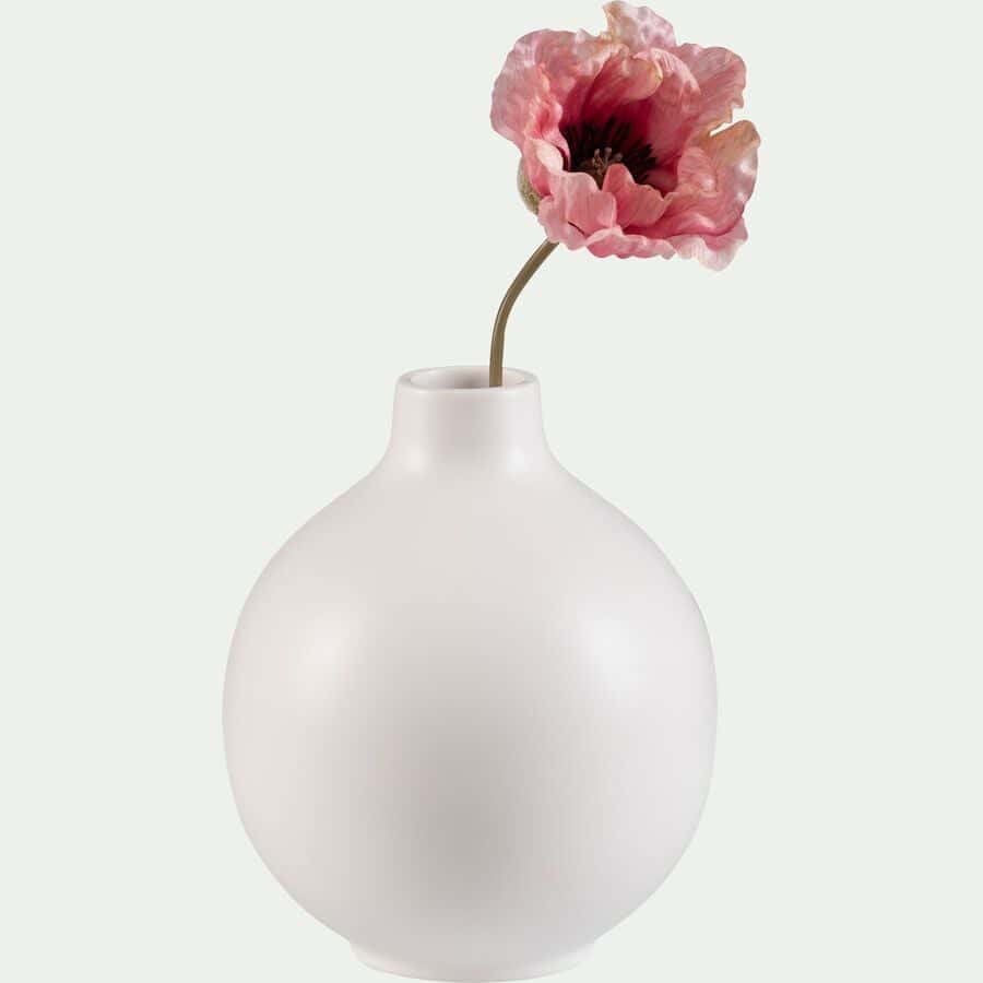 Vase boule en céramique H23cm - blanc ventoux-HYDRIE