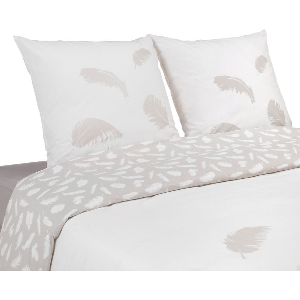 Housse de couette 220x240 cm et 2 taies d'oreiller carrées - PLUME