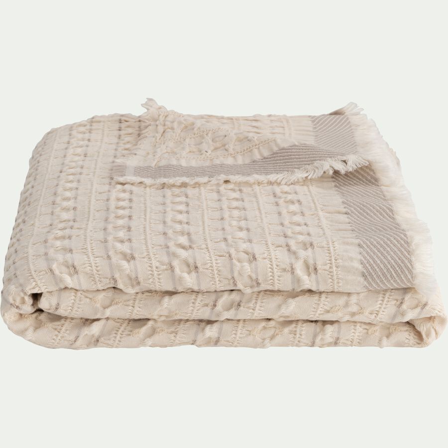 ELBA Couvre-lit en coton 130x170cm points fantaisies - blanc écru-ELBA