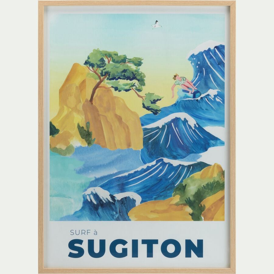 Image encadrée motif sugiton 53x73cm - bleu-CALANQUE SUGITON