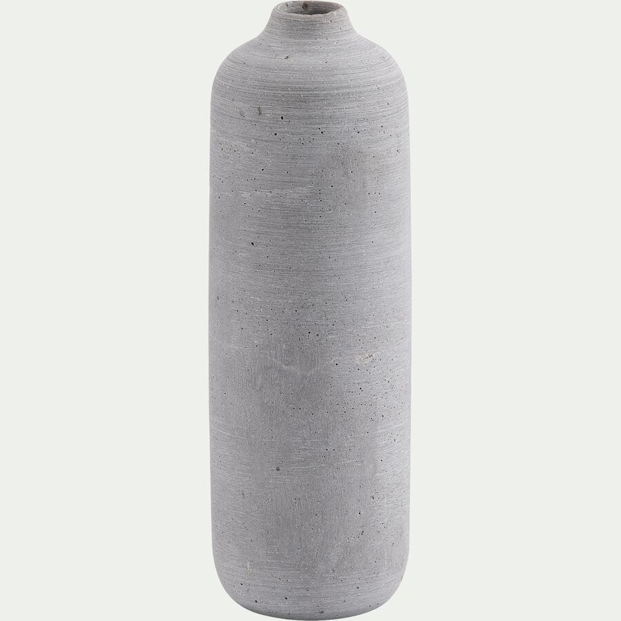 Vase bouteille en poudre de pierre - gris D7,5xH24,5cm-CALCIS