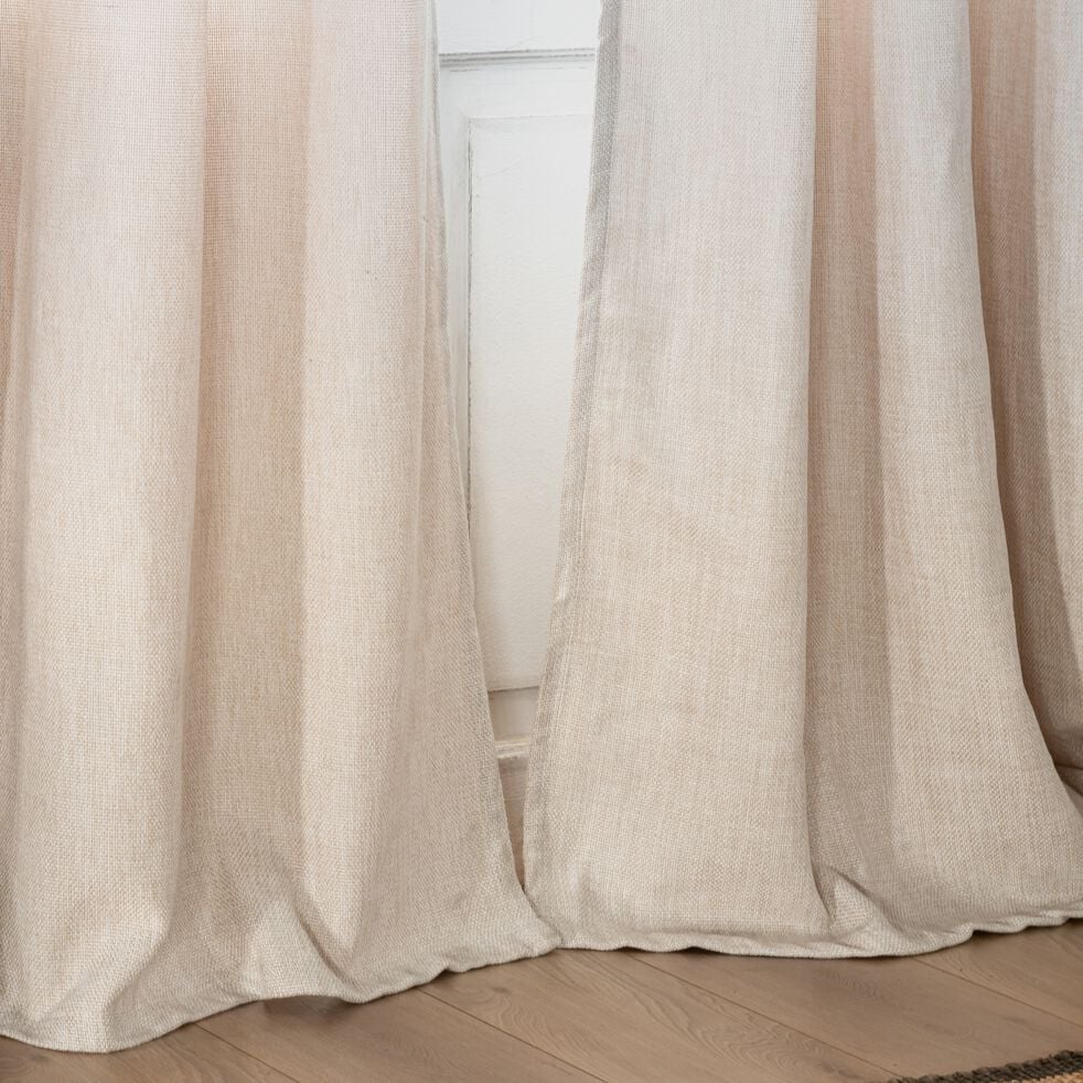 Rideau à œillets en polyester 140x250cm - beige-CADOLIVE