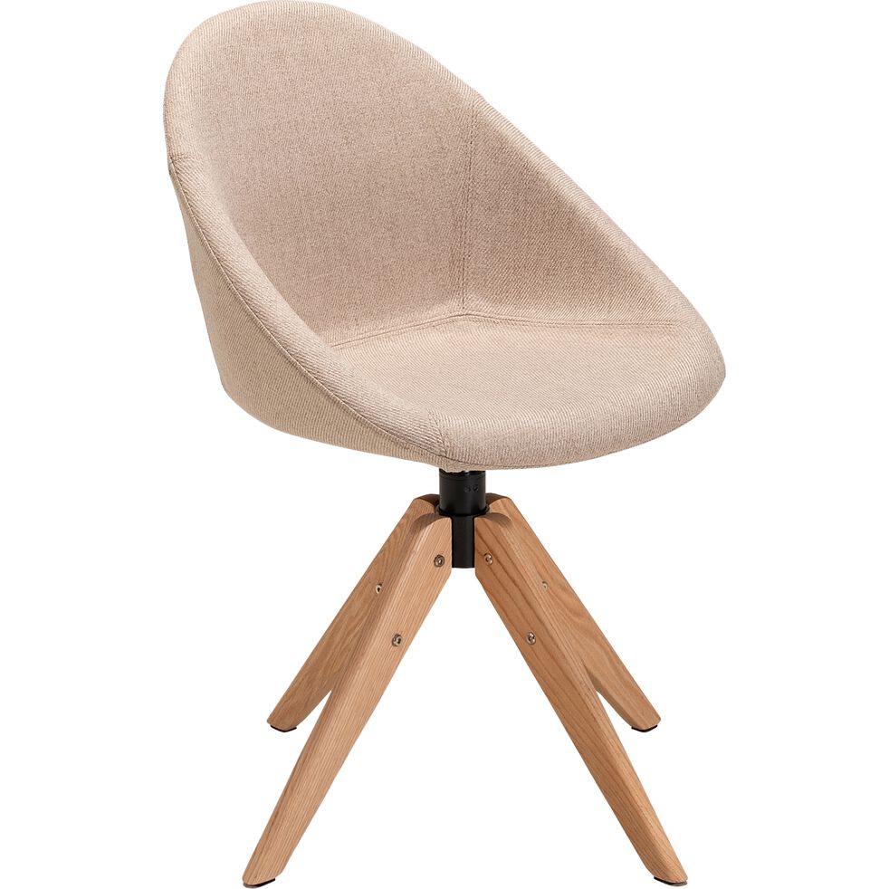 LUDO - Chaise de bureau rotative en tissu - beige