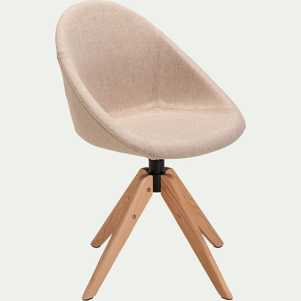 Chaise de bureau rotative en tissu - beige-LUDO